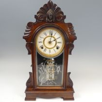 A mahogany gongschlag movement wall Clock, movement stamped 'gongschlag', 'Deutches Reichs Patent No