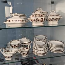 A miniature Victorian Staffordshire pottery Dinner Service, comprising Gravy Boat, Dinner Plates,