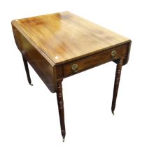 A Georgian mahogany pembroke Table, raised on turned supports, W 104 cm x H  75 cm x D 87 cm.