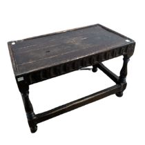 An 18th century four plank topped side Table, of peg construction, flat top framed with raised