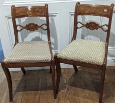 A set of six reproduction early 19th century style bar-back dining Chairs, with upholstered seats