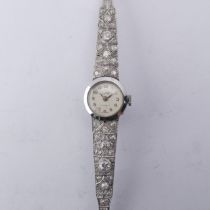 A 9ct white gold and diamond Cocktail Watch, the silvered dial signed Verity, with a Swiss 17-jewels