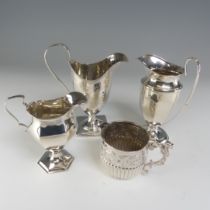 A George V silver Cream Jug, by Henry Williamson Ltd., hallmarked Birmingham, 1914, of hexagonal