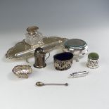 A late Victorian silver Inkstand, by James Deakin & Sons, hallmarked Birmingham 1895, with moulded