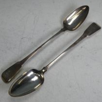 A pair of George III silver Basting Spoons, by Richard Crossley & George Smith IV, hallmarked