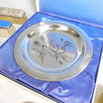 A Peter Scott silver Christmas Plate, by John Pinches, hallmarked London, 1972, in presentation