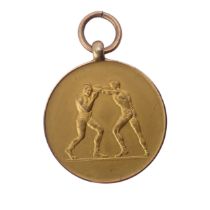 A 9ct yellow gold Boxing Prize Fob Medallion, with inscription to the reverse dated 1921, 7.5g.