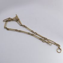 An 18ct yellow gold Watch Chain, each link marked individually, with a bolt ring (unmarked) and clip