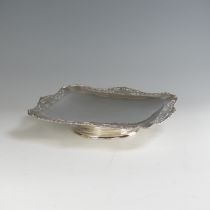 A George V silver Tazza, hallmarked London 1934, makers mark rubbed, of square form with pierced