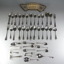 A quantity of mixed silver Teaspoons, two preserve spoons, medicine spoon, a Christening spoon and