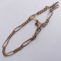 A 9ct yellow gold Watch Chain, with T-bar and clip fittings, 31cm long, approx. total weight 40g.