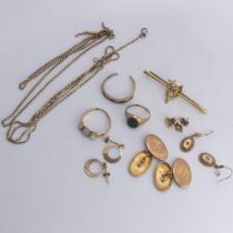 A quantity of damaged / scrap 9ct Gold, including three rings with stones, approx. total weight 19.