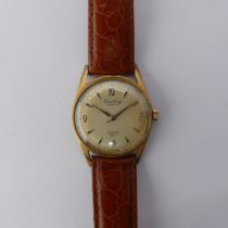 A vintage Breitling Geneve gold plated Wristwatch, the silvered dial with gilt baton markers and