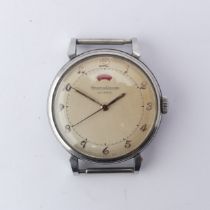 A vintage Jaeger-LeCoultre stainless steel automatic Wristwatch, the 'bumper' movement with power