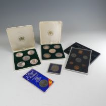 Two cased sets of five silver Medallions, by Slade, Hampton & Son, Britannia standard, hallmarked