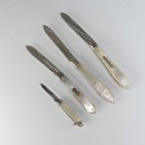 A George V silver Fruit Knife, by Henry Williamson Ltd., hallmarked Sheffield 1912, with mother of