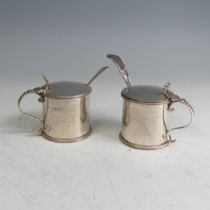 A pair of George V silver Mustard Pots, by Johnson, Walker & Tolhurst, hallmarked London, 1913, of