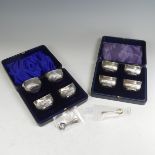 A cased set of four Edwardian silver Open Salts, by Joseph Gloster, hallmarked Birmingham 1906,