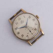 Railwayana; A 9ct gold Smiths De Luxe Wristwatch, champagne dial with Arabic Numerals, subsidiary