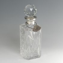 An Elizabeth II silver mounted Brierley crystal glass Decanter, by Harrods Ltd., hallmarked London