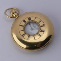 A Victorian 18ct gold half hunter Pocket Watch, the white enamel dial signed for John Bennett,