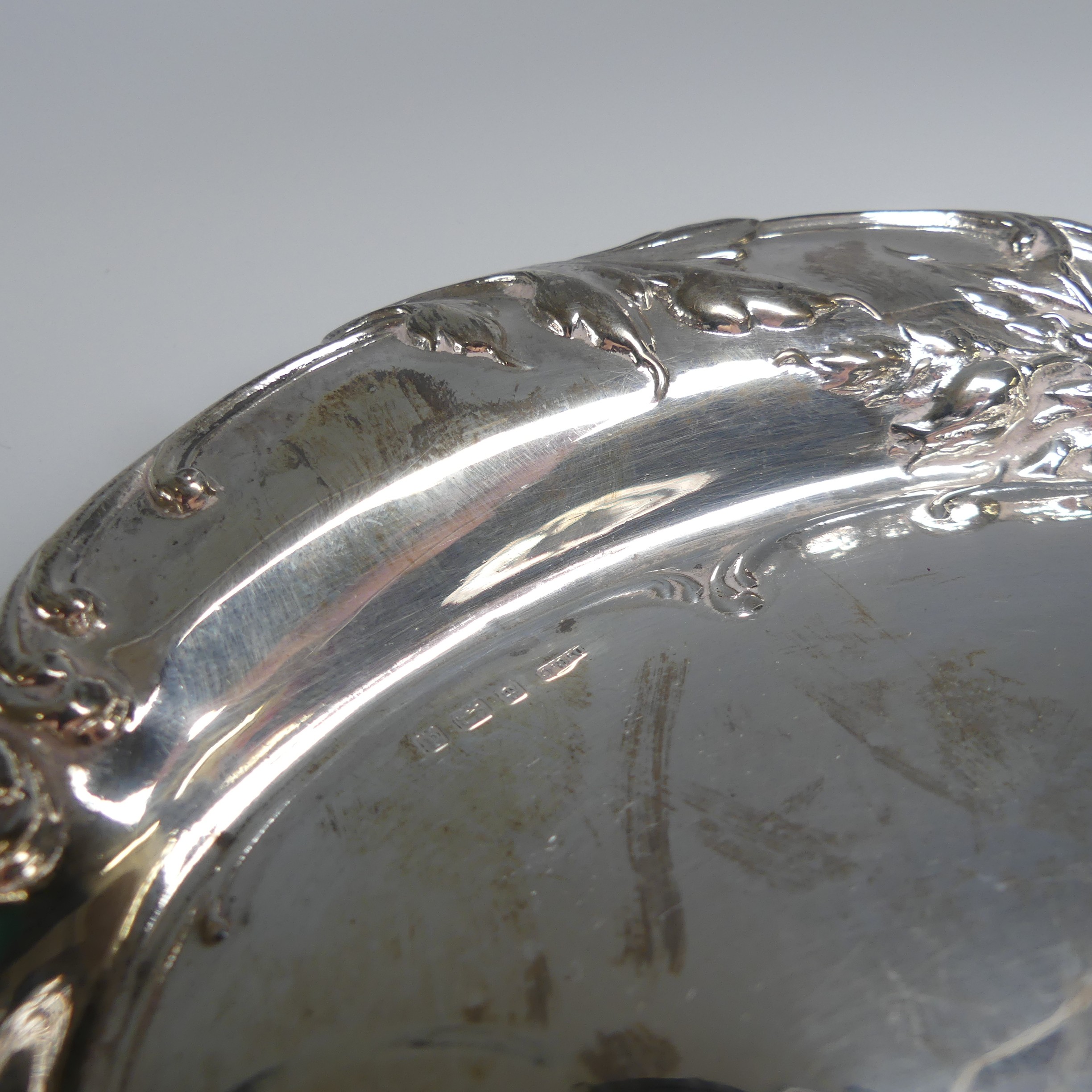 An Edwardian silver Bon Bon Dish, by John Hines, hallmarked Birmingham, 1906, of oval form with - Image 6 of 8