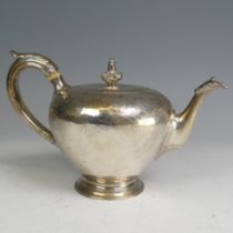 An early Victorian silver Teapot, by Charles Fox II, hallmarked London 1840, of circular form with