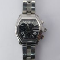 A Cartier Roadster chronograph automatic stainless steel Wristwatch, ref. 2618, black dial with