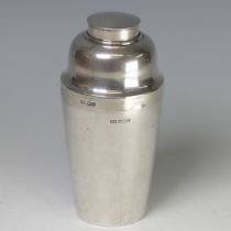 A silver Art Deco Cocktail Shaker, by Walker & Hall, hallmarked Sheffield, 1928, of typical form