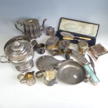 A quantity of damaged / scrap Silver, including silver mounted hand mirror and three brushes,