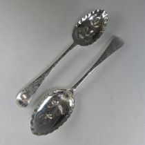 A pair of George V silver Berry Spoons, by Barker Brothers, hallmarked Chester 1910, 21cm long,