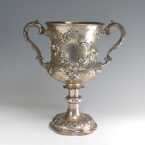 A Victorian silver two handled Trophy Cup, by Daniel & Charles Houle, hallmarked London, 1867, of