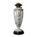 A Victorian opaque and painted glass Oil Lamp, by 'Wright & Butler, Birmingham', burner marked '