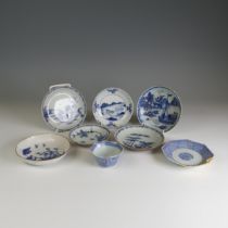 A quantity of 19thC and later Chinese blue and white porcelain Teawares, to comprise a Saucer with