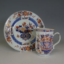 A mid 18thC Chinese imari Baluster Mug, of typical form, central depiction of ornate flower