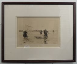 Lionel Percy Smythe (British, 1839-1918), French Shrimpers, signed etching, image size 17cm x