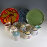 A large quantity of Poole Pottery, including ; delphis pattern plate, blue lace platter, floral