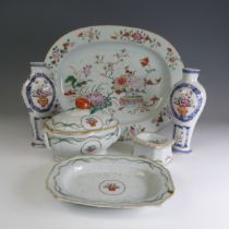 A 19thC Chinese famille rose Platter, decorated in the typical style, W 27.5cm x L 35cm, together