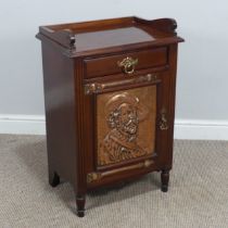 An Arts and Crafts mahogany Smoker's Cabinet, in the style of Shapland and Petter, with copper