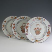 An 18thC Chinese porcelain famille rose Plate, c. 1730, decorated centrally with a famille jaune