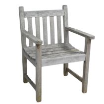 A 'Danish Scancraft Design' teak garden Armchair, W 60 cm x H 85 cm x D 58.5 cm, together with a