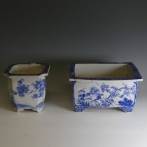 A 20thC Japanese Seto porcelain Planter, of rectangular form, decorated in underglaze blue