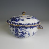 A 19thC Chinese porcelain blue and white Tureen, of lobed circular form, profusely decorated in