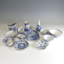 A late 19thC Chinese blue and white Bottle Vase, of small proportions, together with Chinese blue