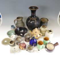 A large quantity of Studio Pottery, to comprise a miniature Leach St Ives faceted Pot, H 4.5cm, a