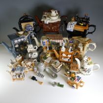 A collection of Paul Cardew ceramic Teapots, including ; ''The Lilliput Lane market stall'', ''a