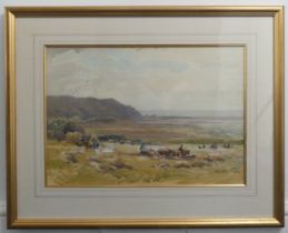 Alexander Caruthers Gould (1870-1948), Harvesting at Porlock, watercolour, signed, 33cm x 47cm,