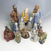 A quantity of decorative Chinese pottery Figures, comprising six early 20thC depictions of Elders,