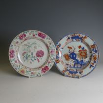 A 19thC Chinese porcelain famille rose Plate, decorated in colourful enamels of floral, D 23cm,