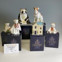 A small quantity of Royal Crown Derby, to comprise three paperweights, Sweet Shop, Jack Russell